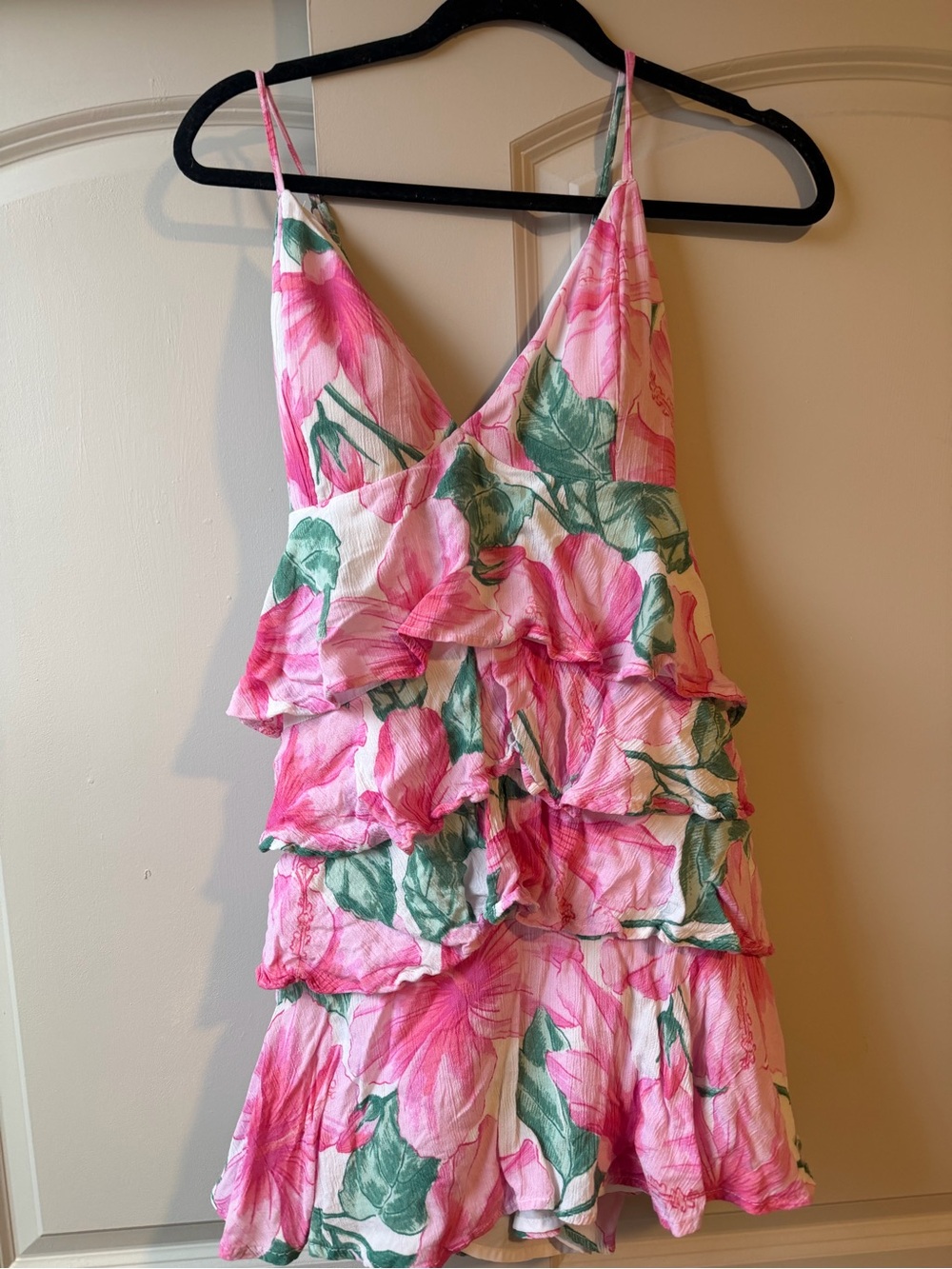 Floral Pink Ruffle ' One-Piece Dress